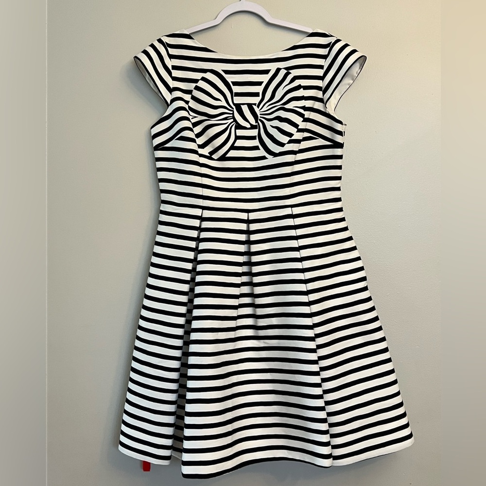 $448 Kate Spade New York Bow Stripe Mariella Fitted Dress Sz14
